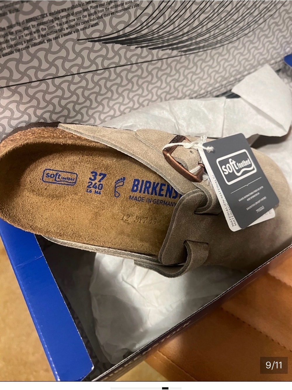 Birkenstock Boston -Suede Clog in Taupe NEW- authentic size 37 regular - Picture 9 of 14